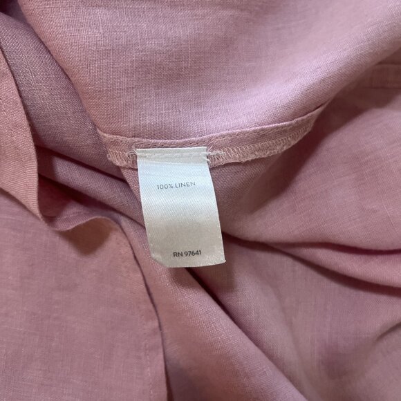 J. Jill Women's Love Linen Size M Pink Dress Shirt Button Front Long Sleeves - Picture 9 of 11
